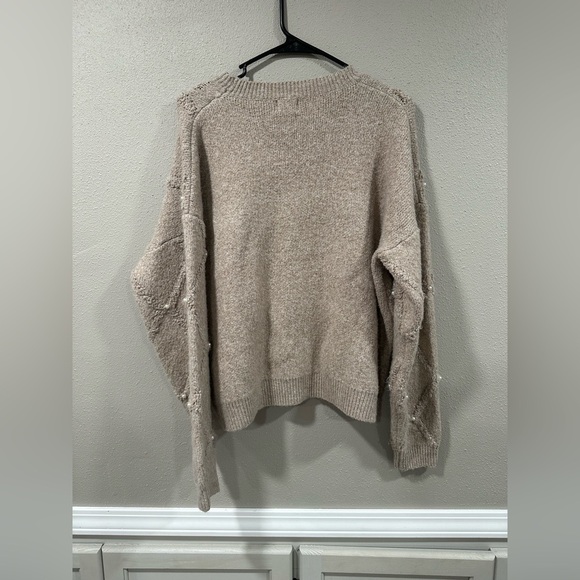 Dreamers by Debut Taupe Brown Pearl Embellished Sweater - Picture 9 of 10